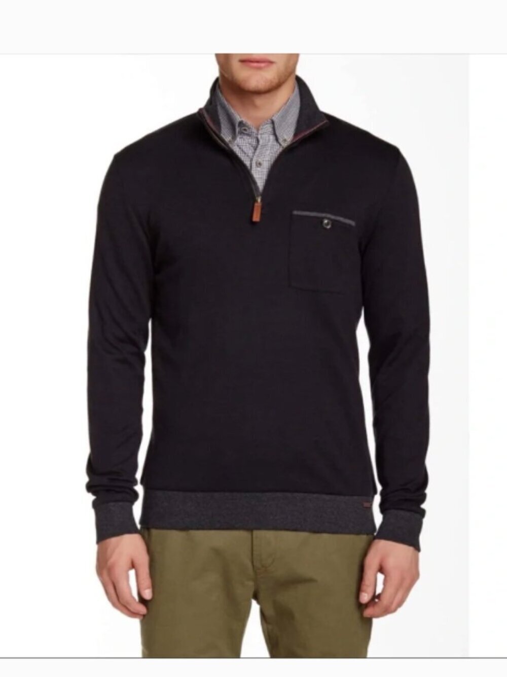 Ted Baker London Men's Quarter Zip Navy Pullover Sweater Size XL preppy career